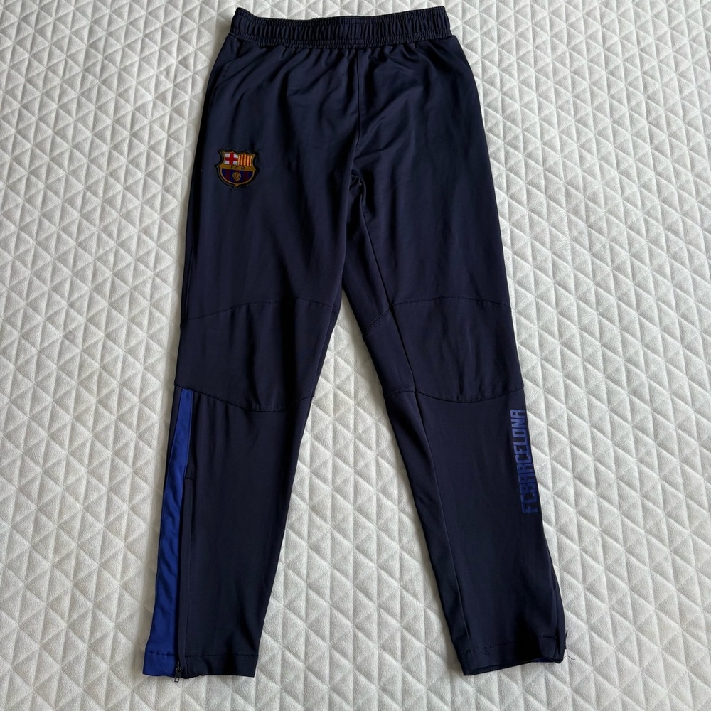 FCB Barcelona Kids Track Pants Size 14 Pockets Ankle Zip Up Soccer Team Sporty